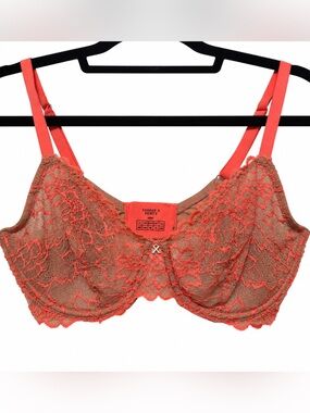 Savage X Fenty| 34DD Coral Brown Floral Lace Underwire Bra Sexy Lingerie